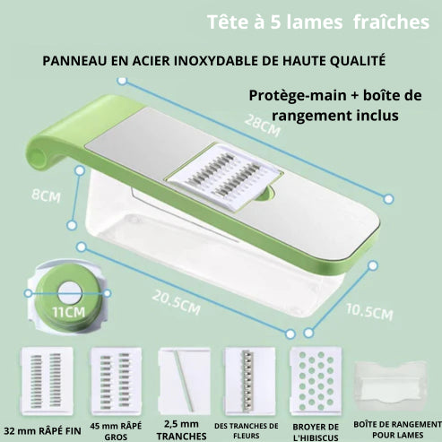 📢📢 Promotion pour 2H!!📍Hachoir de cuisine multifonctionnel 7 en 1 en acier inoxydable avec protège-mains
