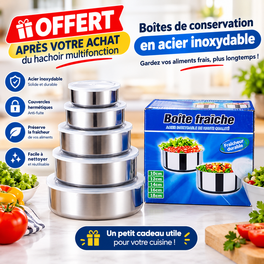 Hachoir multifonction + Bol lot de 5 pièces offert gratuitement