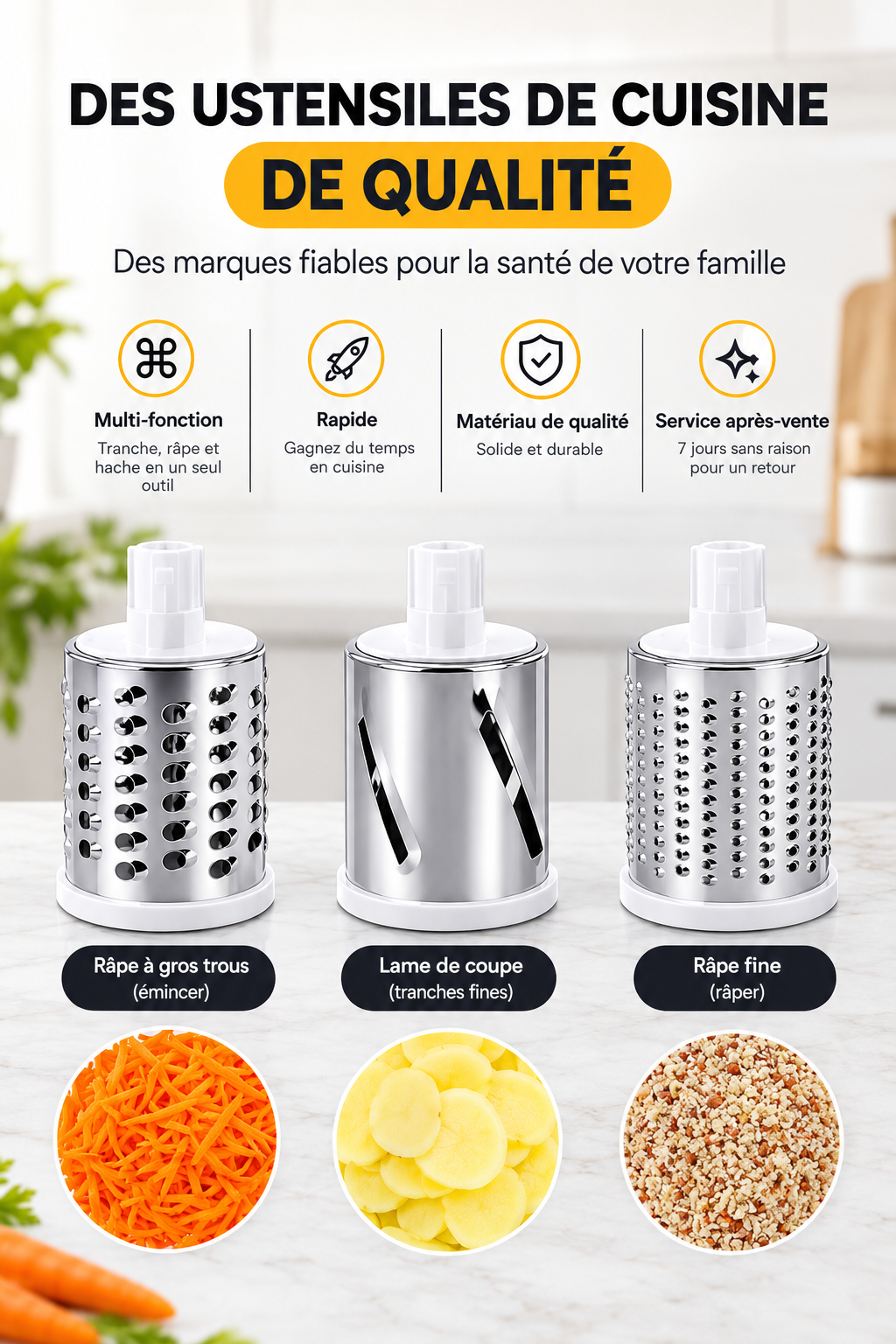 Hachoir multifonction + Bol lot de 3 pièces offert gratuitement