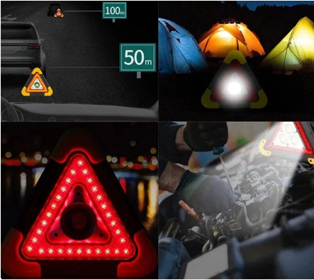 🔥 LA SÉCURITÉ  ROUTIÈRE🚗 - Grande promotion🆘  Signalisation 3-EN-1 d'Urgence Solaire Triangulaire✨