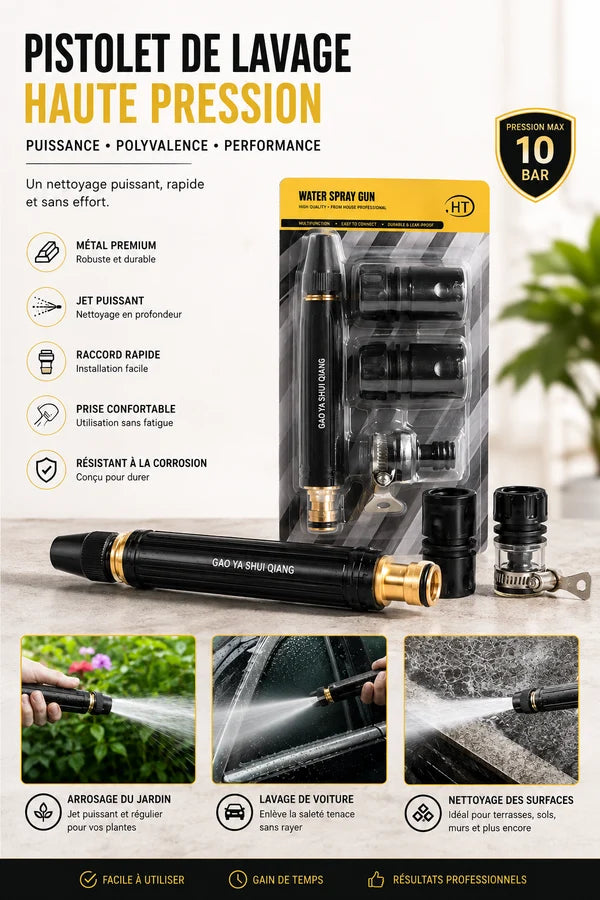 Kit Pistolet de Lavage Haute Pression — Voiture, Terrasse & Jardin