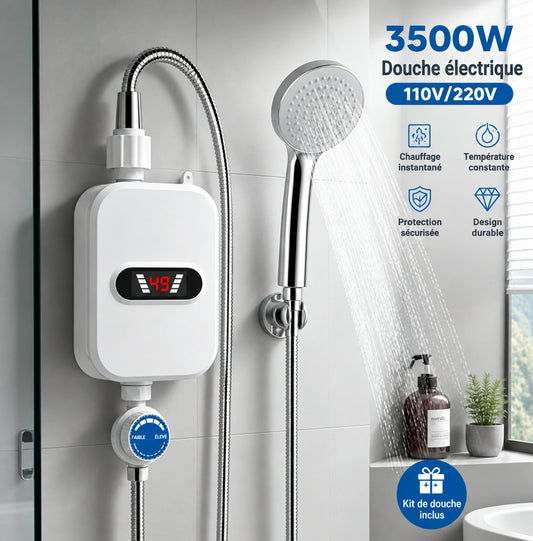 Profitez d'une Douche Chaude à Tout Moment ! Chauffe eau électrique 3500W